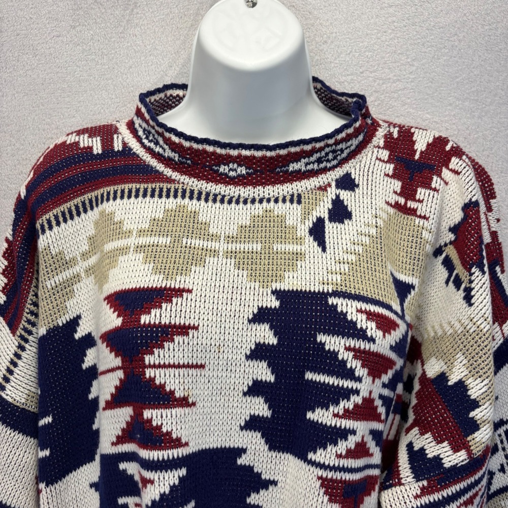 Vintage 90s Jessica Roberts Oversized Southwestern Sweater Women Large Geometric - Picture 10 of 12